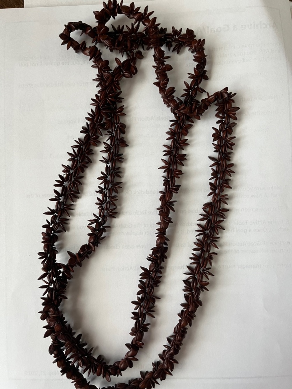 Vintage Dark Brown AppleSeed Bead Lei Necklace